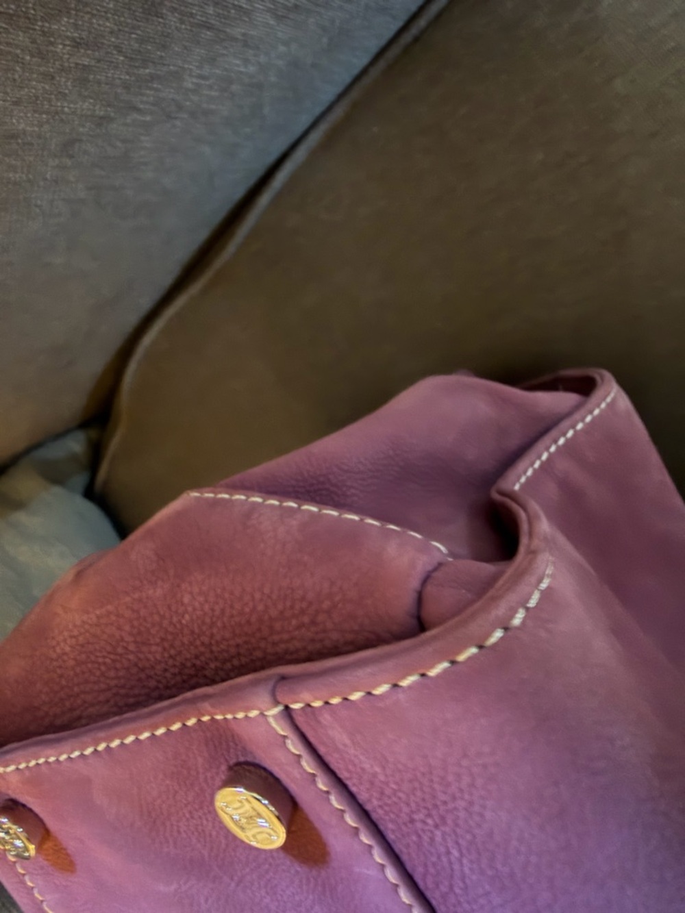 Celine Suede Satchel Handbag in Plum - Picture 13 of 14
